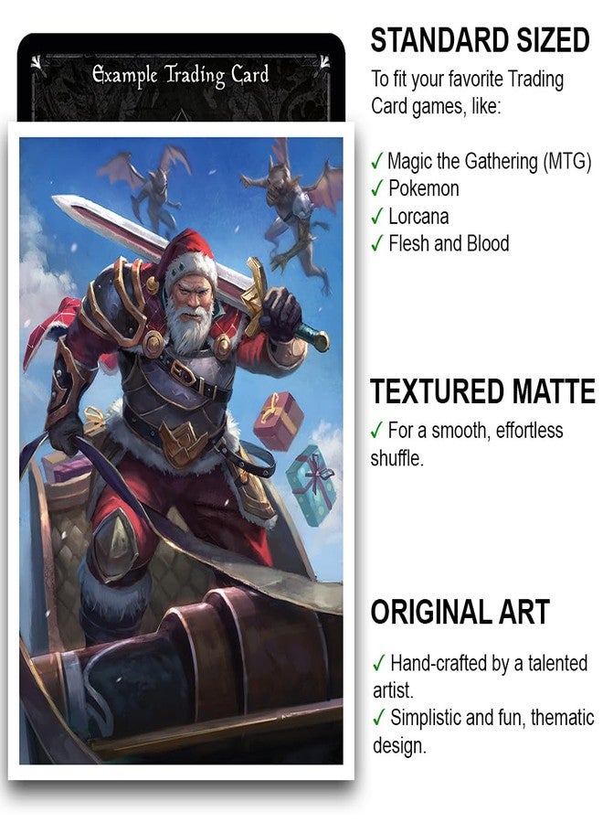 Fantasy North - Santa Claus - Yuletide Avenger - 100 Textured Matte TCG Card Sleeves - Fits Magic MTG Commander Pokemon and Other Card Games - Playing Card Sleeves - Image 2